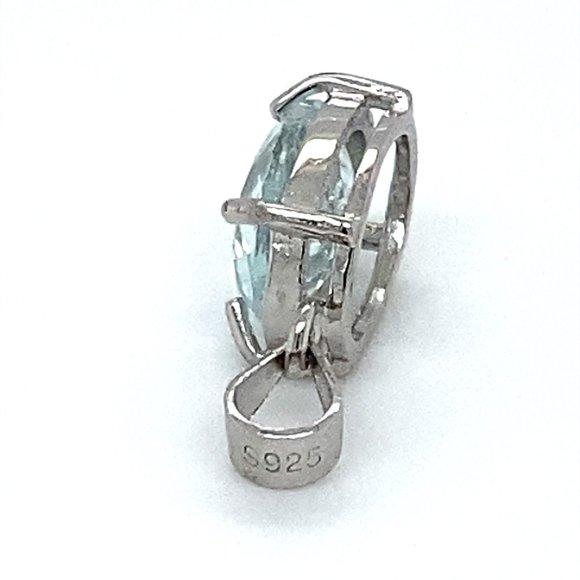 Aquamarine 1.40ct White Gold Finish Silver Pendant - Picture 6 of 7